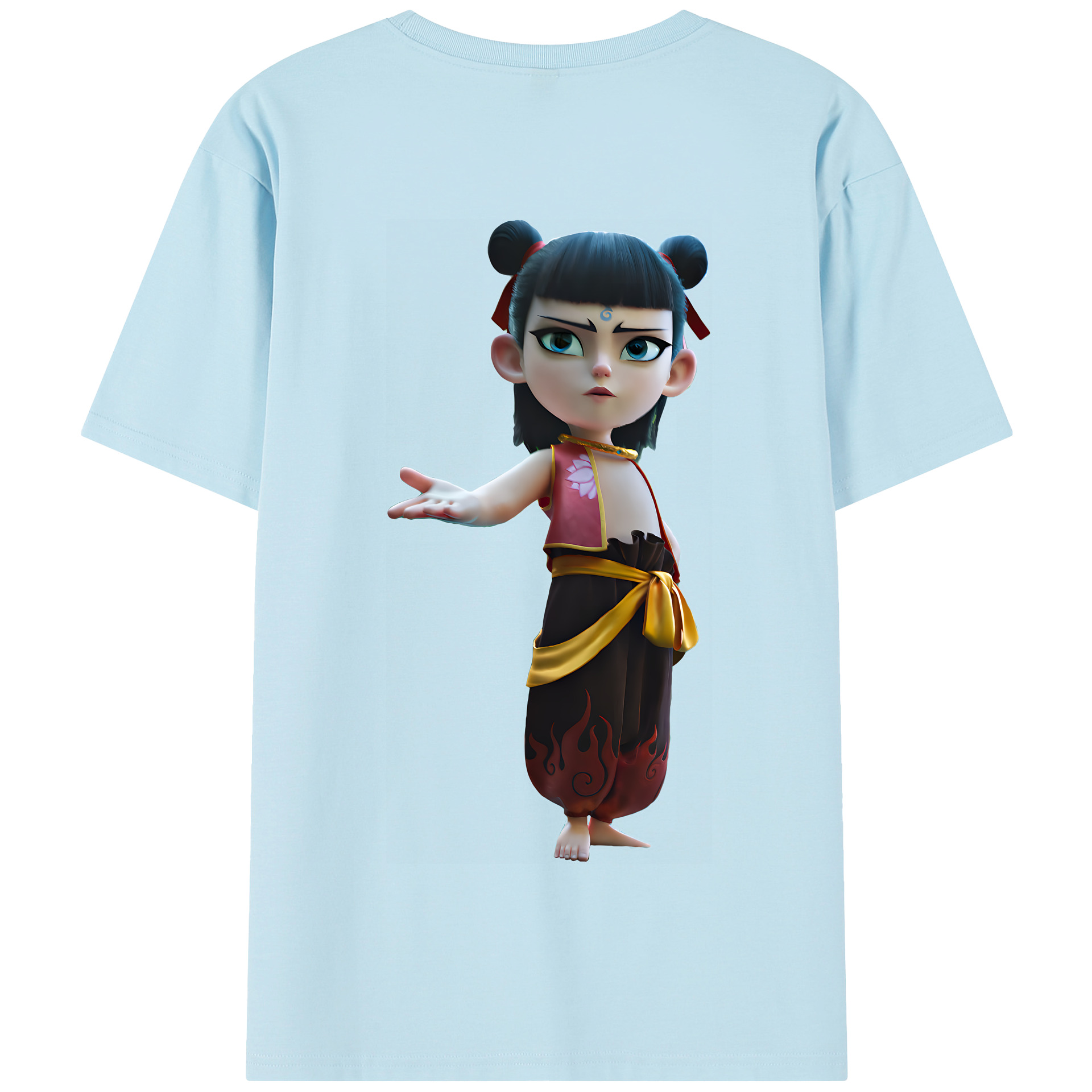 （画像用） Ne Zha 2 ナタ 魔童の大暴れ 綿100％半袖Tシャツ（背面プリント）